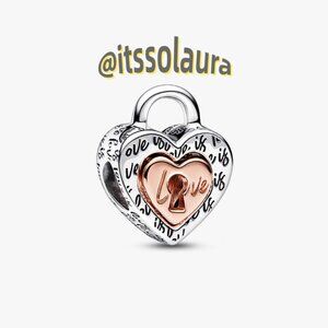 Pandora Two-tone Padlock Splittable Heart Charm